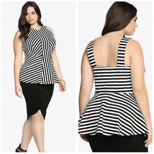 striped halter peplum top